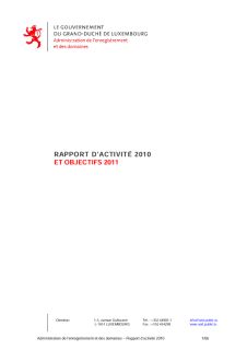 Rapport d’activité 2010 de l'Administration de l'enregistrement, des domaines et de la TVA