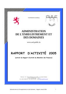 Rapport d’activité 2005 de l'Administration de l'enregistrement, des domaines et de la TVA