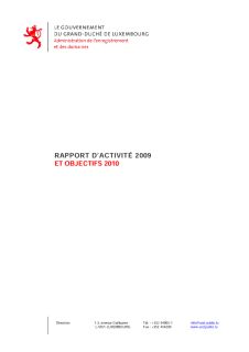 Rapport d’activité 2009 de l'Administration de l'enregistrement, des domaines et de la TVA