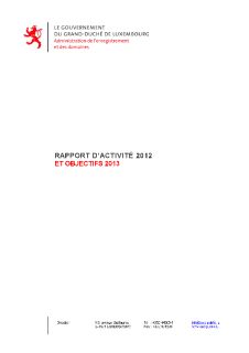 Rapport d’activité 2012 de l'Administration de l'enregistrement, des domaines et de la TVA