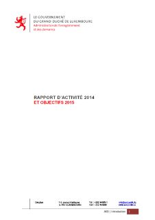 Rapport d’activité 2014 de l'Administration de l'enregistrement, des domaines et de la TVA